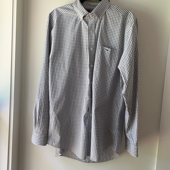 VINEYARD VINES Slim Flit Tucker Long Sleeve Button Down Gray Check Madras Shirt - Picture 2 of 5